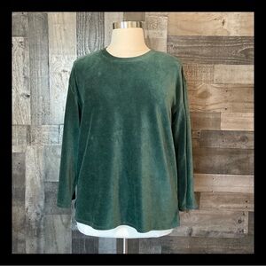 Vince Camuto green corduroy sweater xlarge soft gorpcore loungewear winter